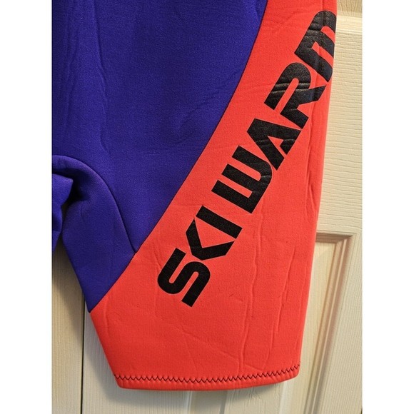 Vtg 90s SKI WARM Men M Purple/Neon Neoprene Shorty Wetsuit Surfer House USA - Picture 3 of 9